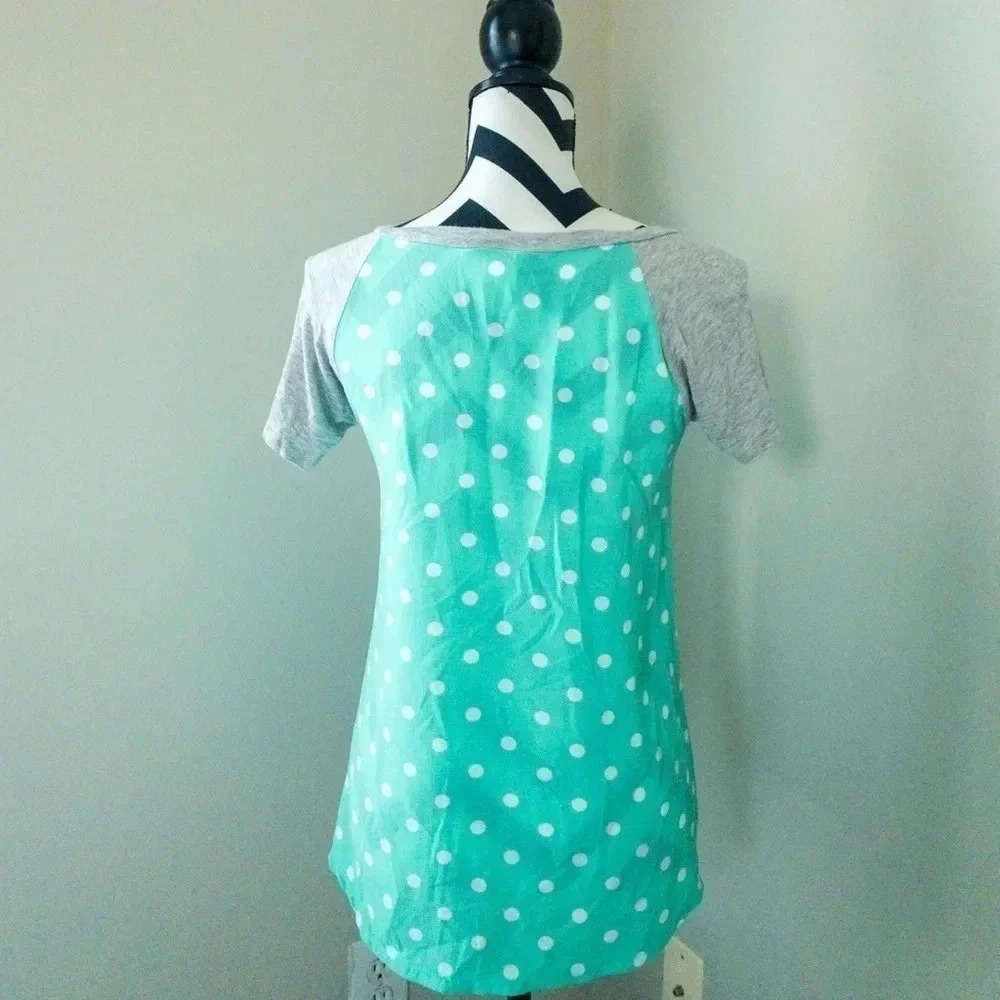 Brenda's Teal‎ Polka Dot Shirt Small - Picture 3 of 3